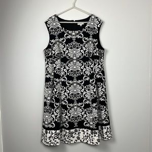 Sandra Darren Black and White Print Dress SIZE 18W
